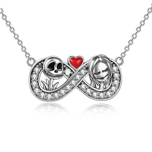 Nightmare Before Christmas Necklace Gifts Sterling Silver Jack Skellington Infinity Heart Pendant Necklace Skull Jewelry Gifts for Women