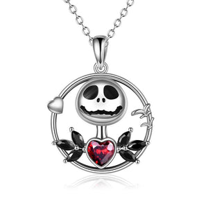 Nightmare Before Christmas Necklace Gifts Sterling Silver Jack Skellington Infinity Heart Pendant Necklace Skull Jewelry Gifts for Women